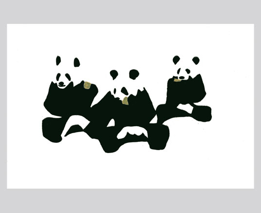 Three Pandas eating